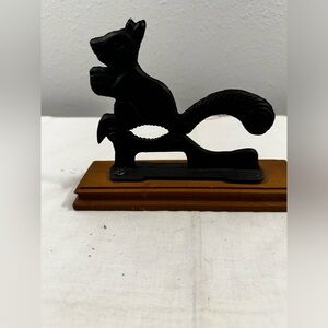 VINTAGE Cast Iron Squirrel Nutcracker with Wooden Stand / Platform
